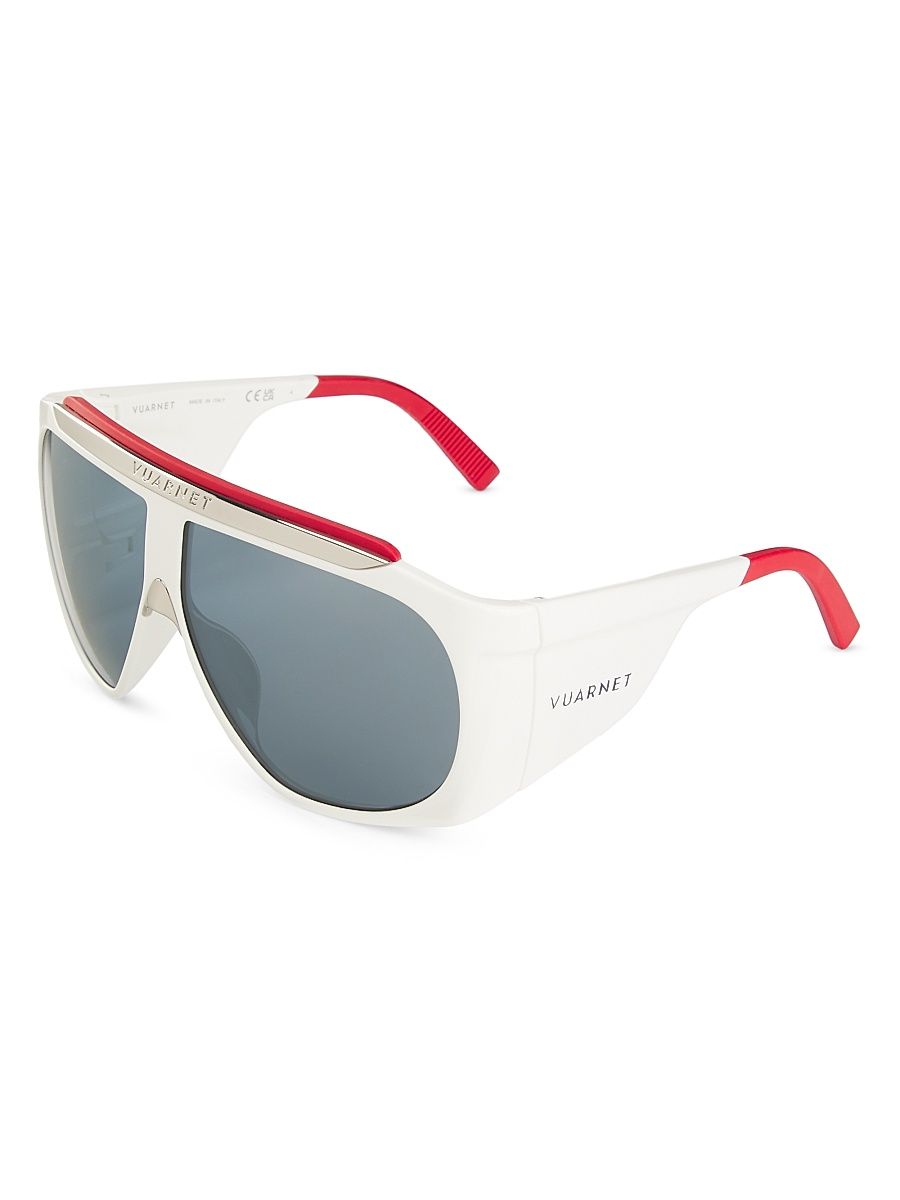 Men's Altitude 01 68MM Mask Sunglasses - Shiny White