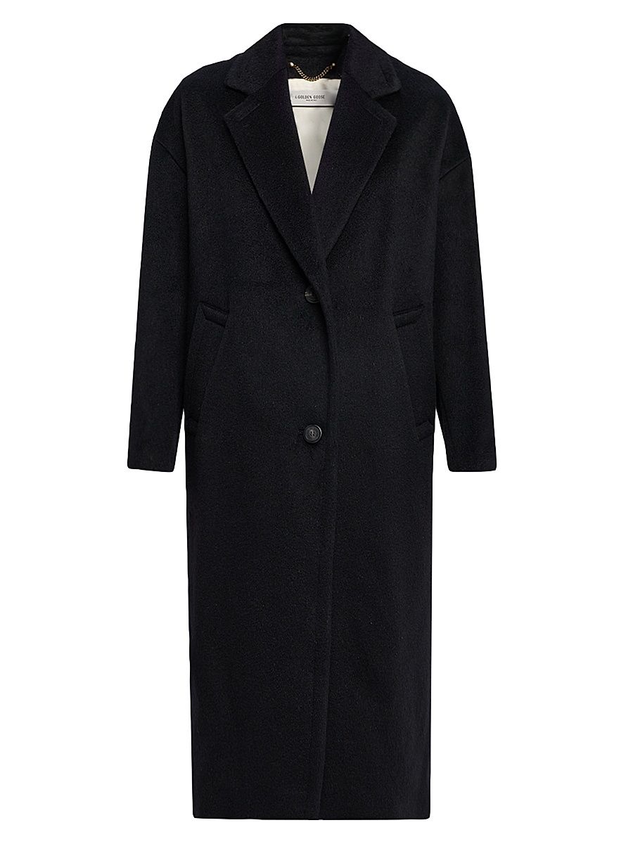 Women's Golden Wool Cocoon Coat - Black - Size 6