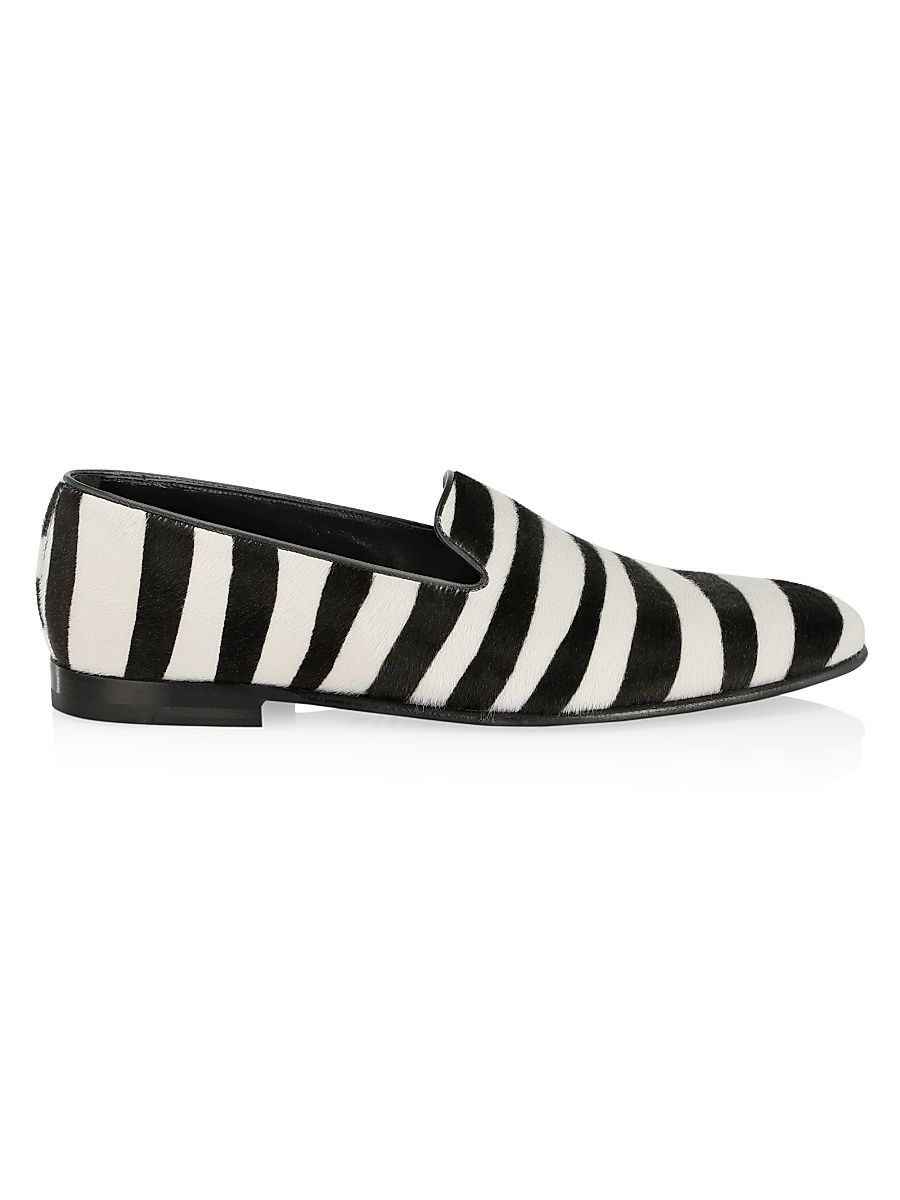 Men's Mario Striped Loafers - Black - Size 8