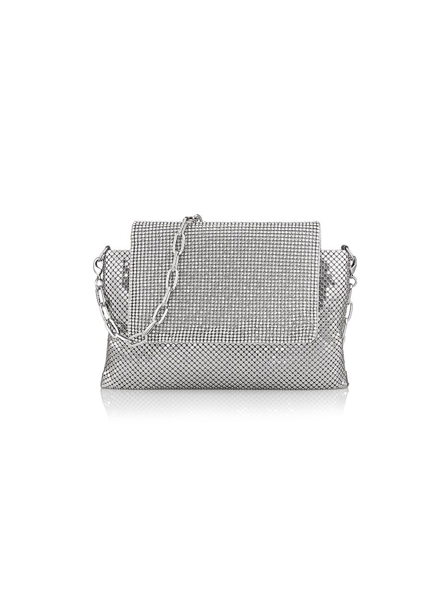 Women's Gloria Crystal Mesh Clutch - Pewter