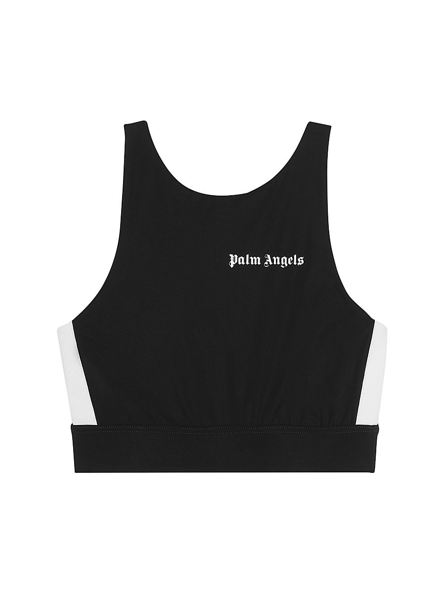 Women's Training Striped Logo Crop Top - Black White - Size XL