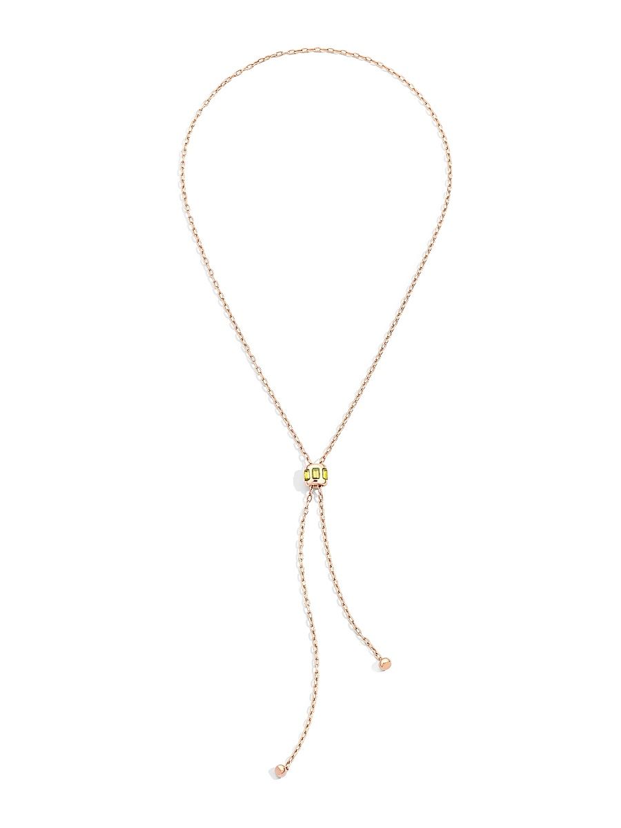 Women's Iconica 18K Rose Gold & Peridot Lariat Necklace - Rose Gold