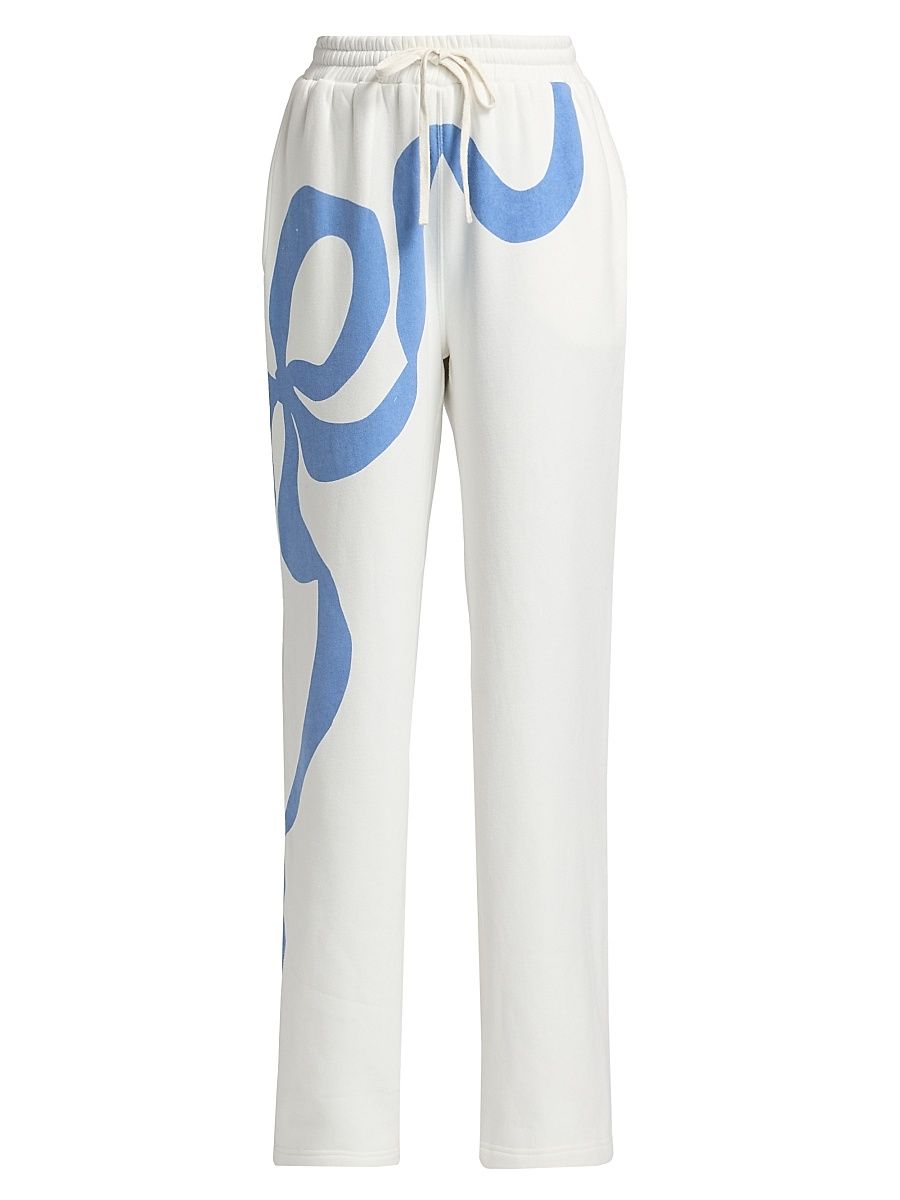 Women's LoveShackFancy x Visit Savannah Elma Bow Sweatpants - Sea Salt - Size Small