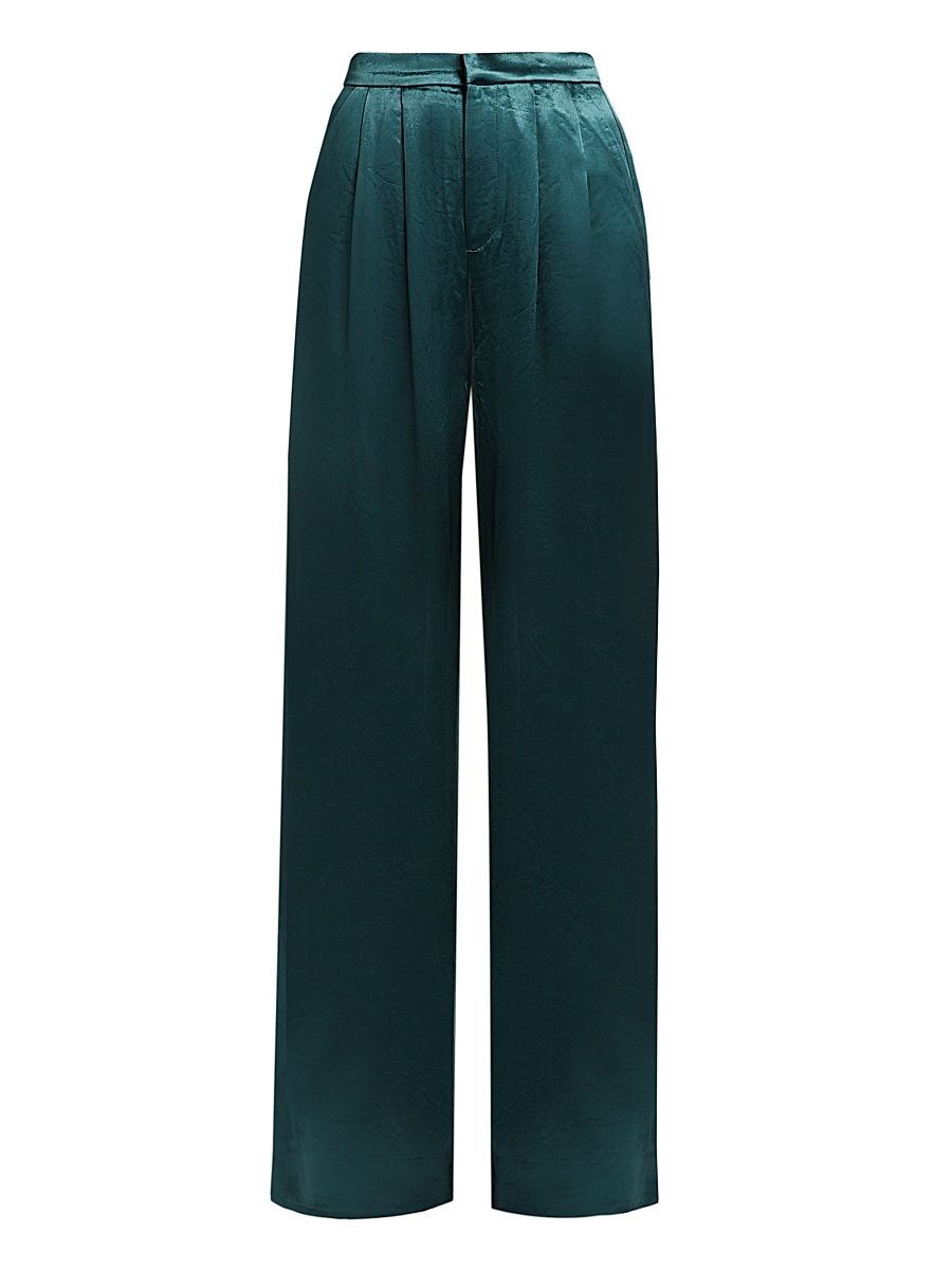 Women's Paris Pleated-Front Trousers - Emerald Green - Size XL
