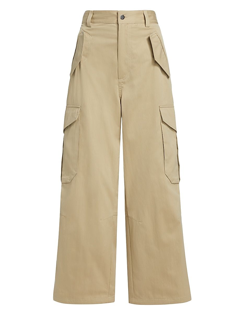 Women's Compact Cotton Twill Trousers - Oatmeal - Size 6