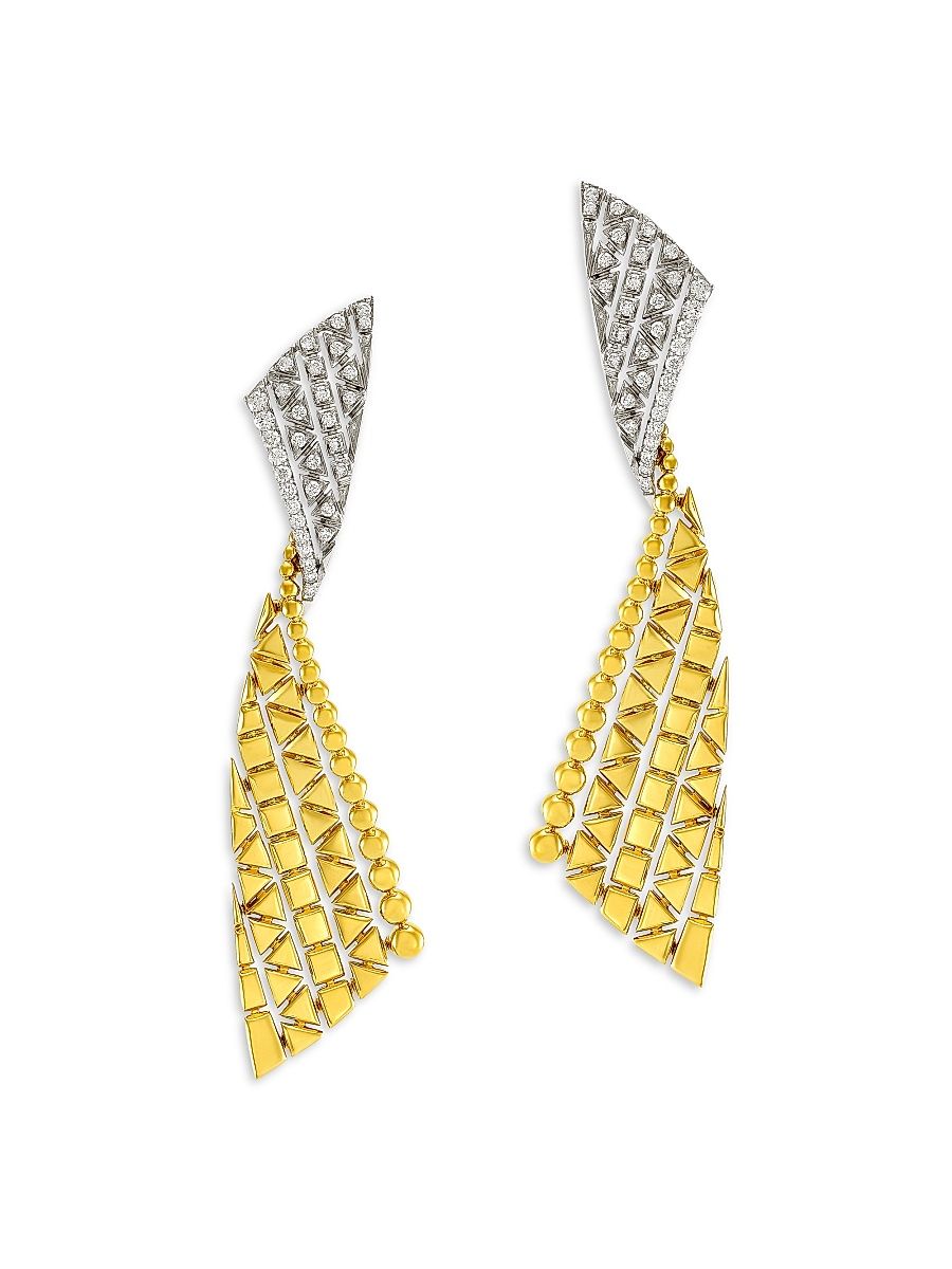 Women's Reflexion 18K Gold & 0.50 TCW Diamond Drop Earrings - Yellow Gold