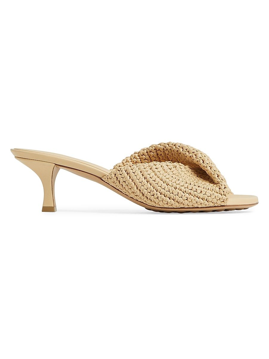Women's Blink 50MM Woven Raffia & Leather Twist Mules - Natural - Size 9