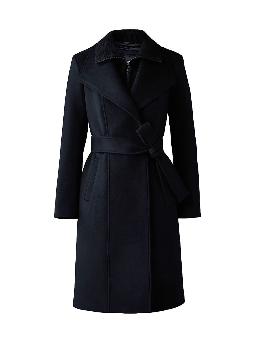 Women's Norita Belted Wool Coat - Black - Size XL