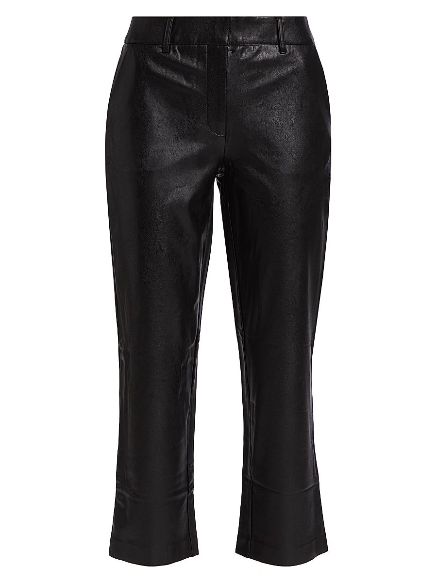 Women's Cropped Faux Leather Pants - Black - Size XL