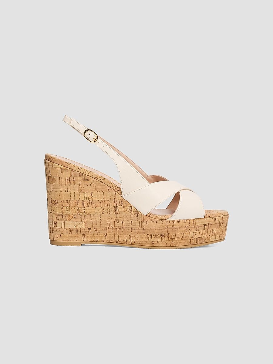 Women's Dayna Leather Slingback Wedges - Cream - Size 9.5