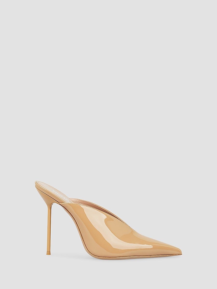 Women's Lidia 105MM Patent Leather Mules - Beige - Size 11