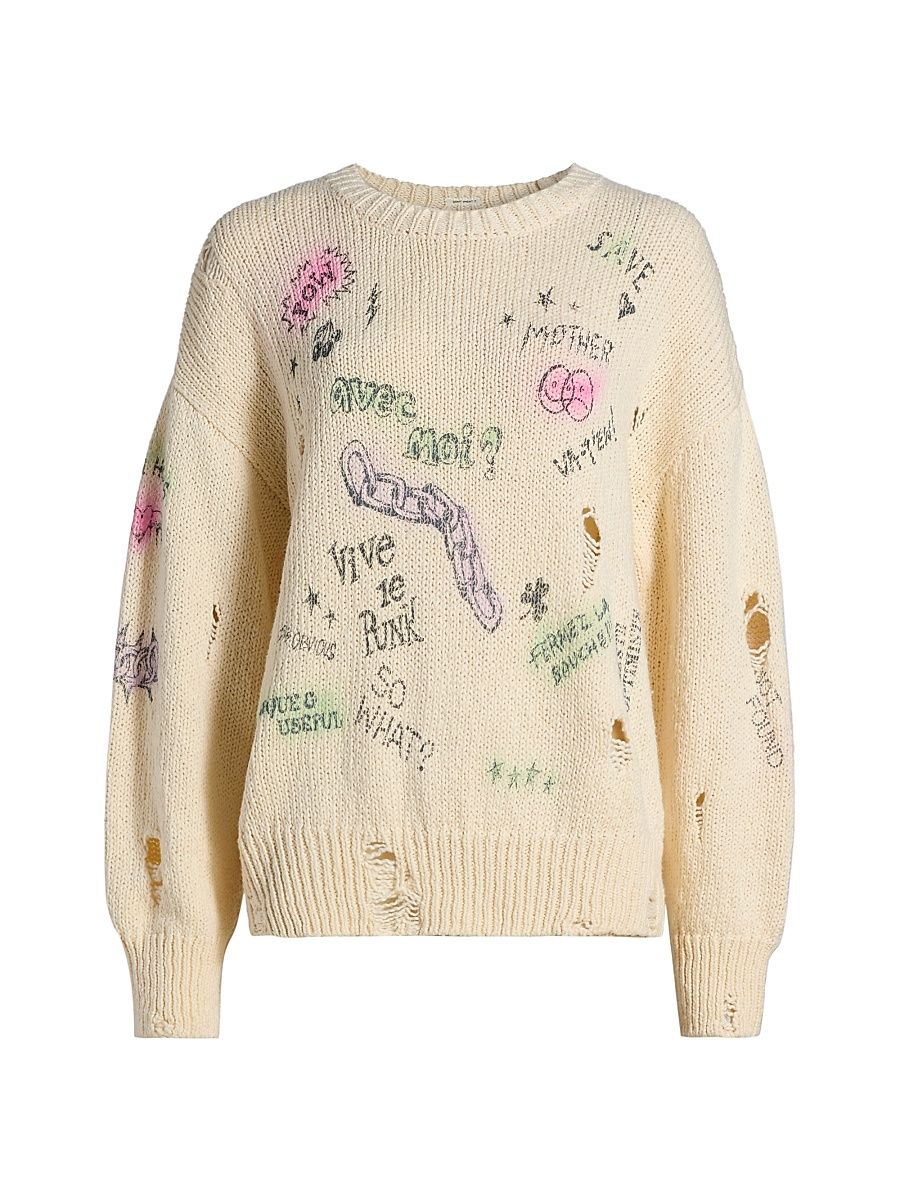 Women's The Biggie Printed Knit Crewneck Sweater - Vive Le Punk - Size XL