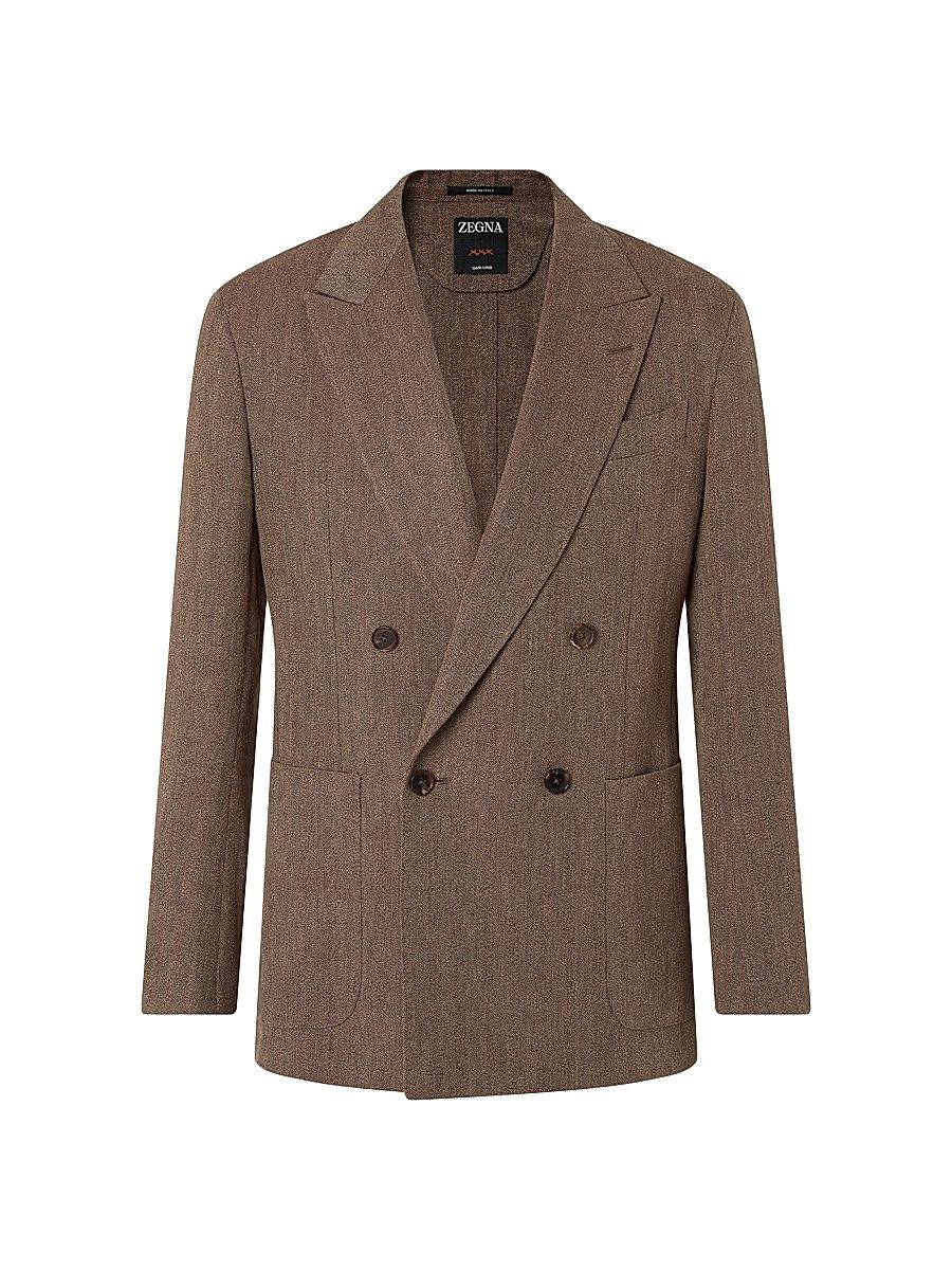 Men's Oasi Lino Jacket - Dark Taupe - Size 48