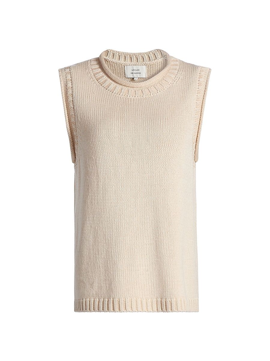 Women's Effy Boxy Sweater Vest - Natural - Size XS
