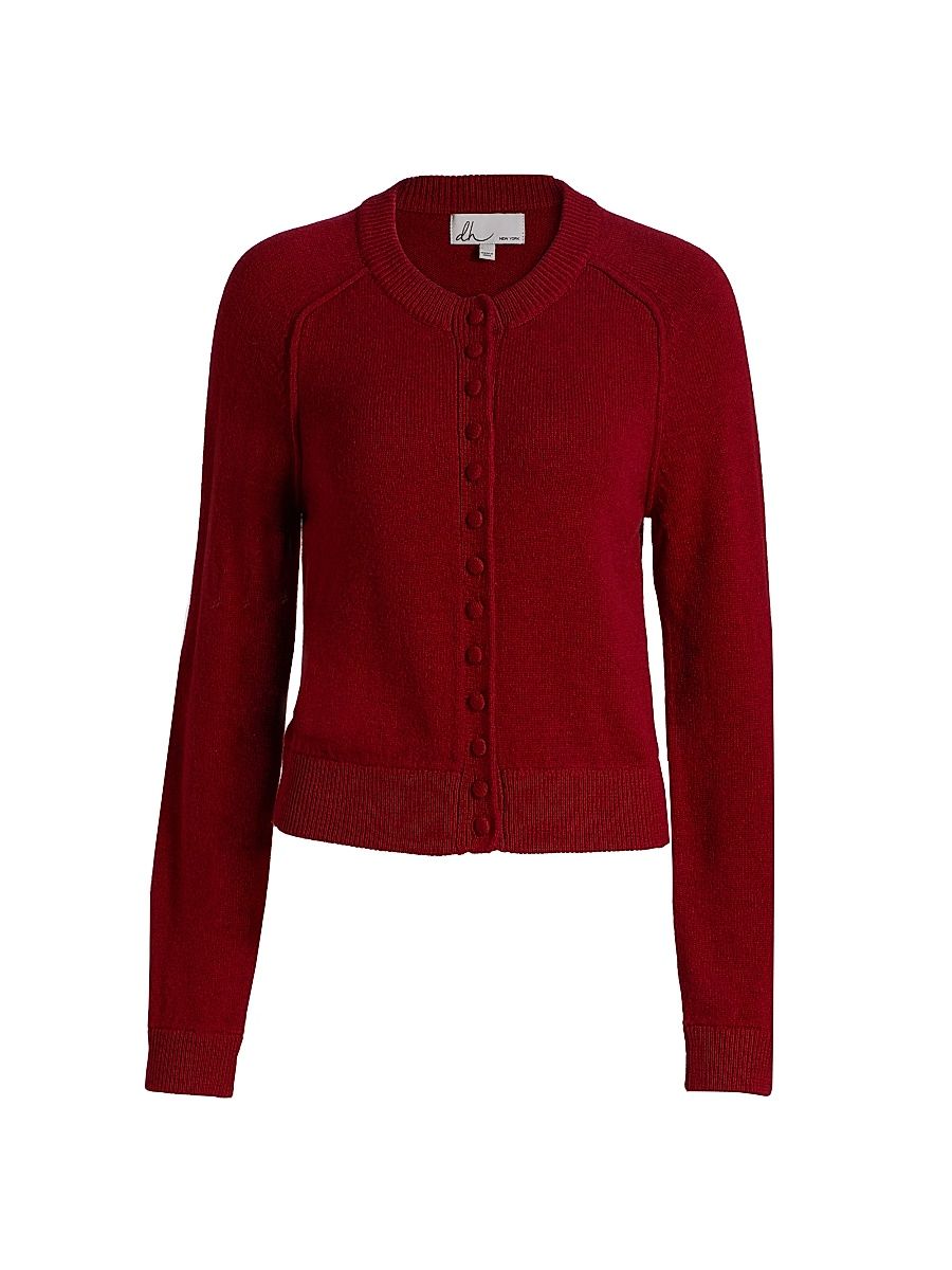 Women's Tabi Merino Wool-Blend Cardigan - Crimson - Size Large