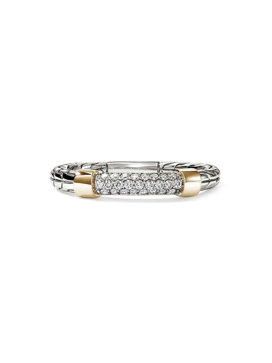Women's JH Essentials Sterling Silver, 14K Yellow Gold & 0.20 TCW Diamond Ring - Silver Gold - Size 7