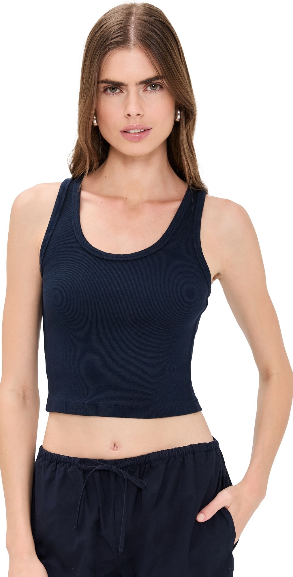 perfectwhitetee Blondie Structured Rib Bra Friendly Tank Navy M