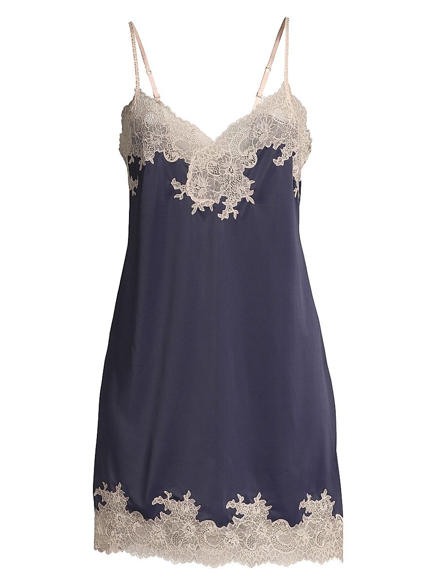 Women's Enchant Floral Lace Chemise - Navy - Size XXL