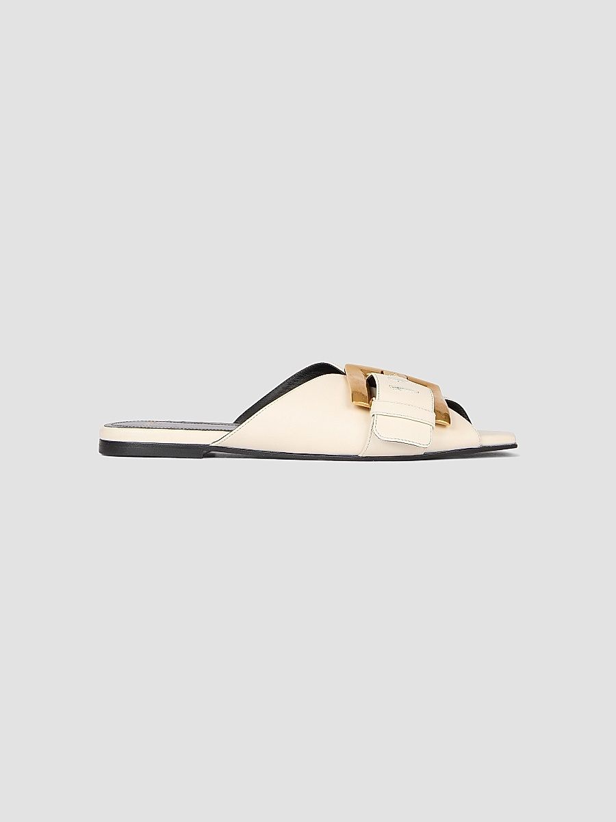 Balmain Women's Anthe Buckle-Accented Leather Sandals - Ivoire - Size 6