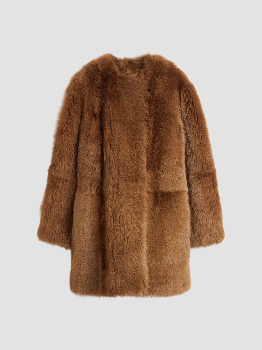 Toteme Women's Short Silky Shearling Coat - Ginger - Size 10