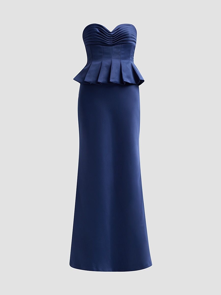 Women's Sydney Strapless Peplum Gown - Navy - Size 16