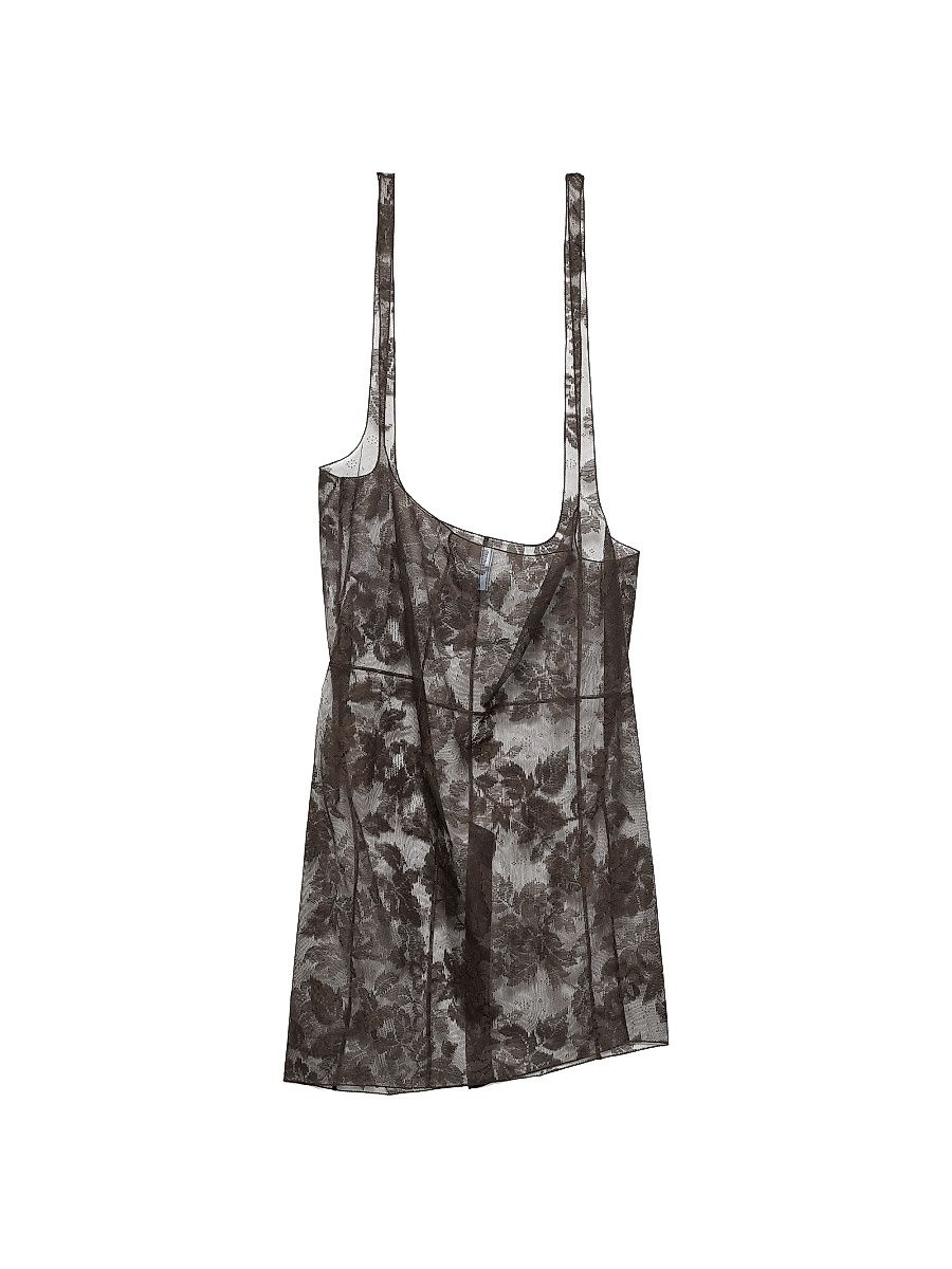 Women's Chantilly Lace Midi-Skirt with Suspender Straps - Brown - Size 2