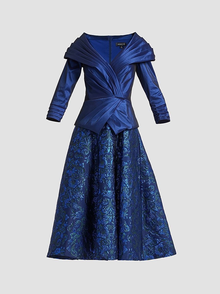 Women's Renwick Portrait Jaquard Cocktail Dress - Navy Multi - Size 16