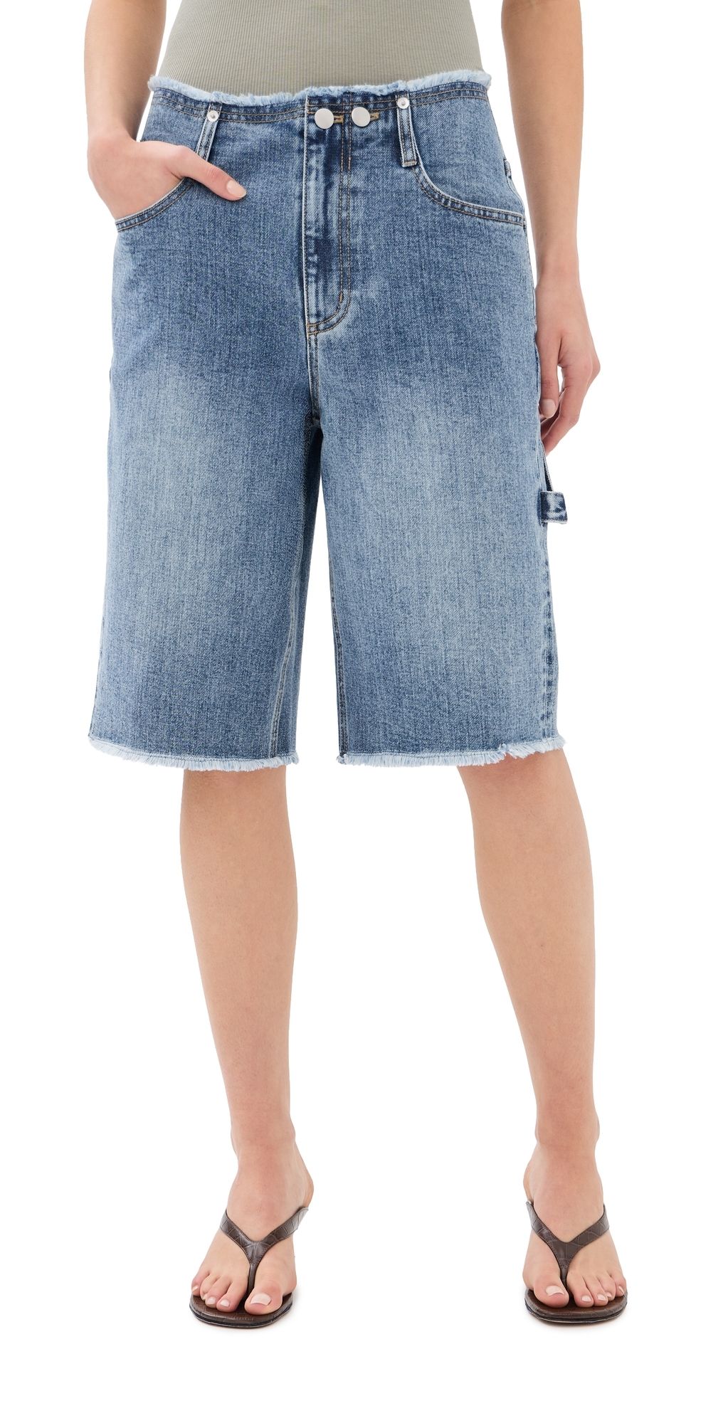 Tibi Classic Wash Newman Shorts Classic Blue 28