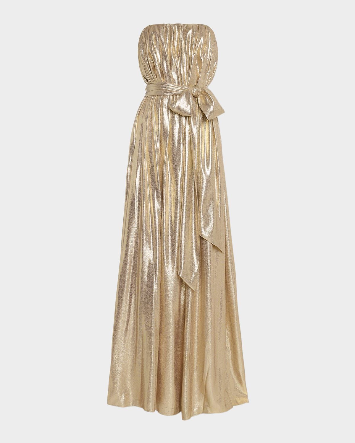 Chiara Silk Lame Strapless Maxi Dress