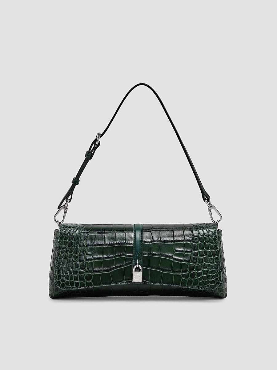 Stella McCartney Women's Ryder Croc-Embossed Shoulder Bag - Forest Green