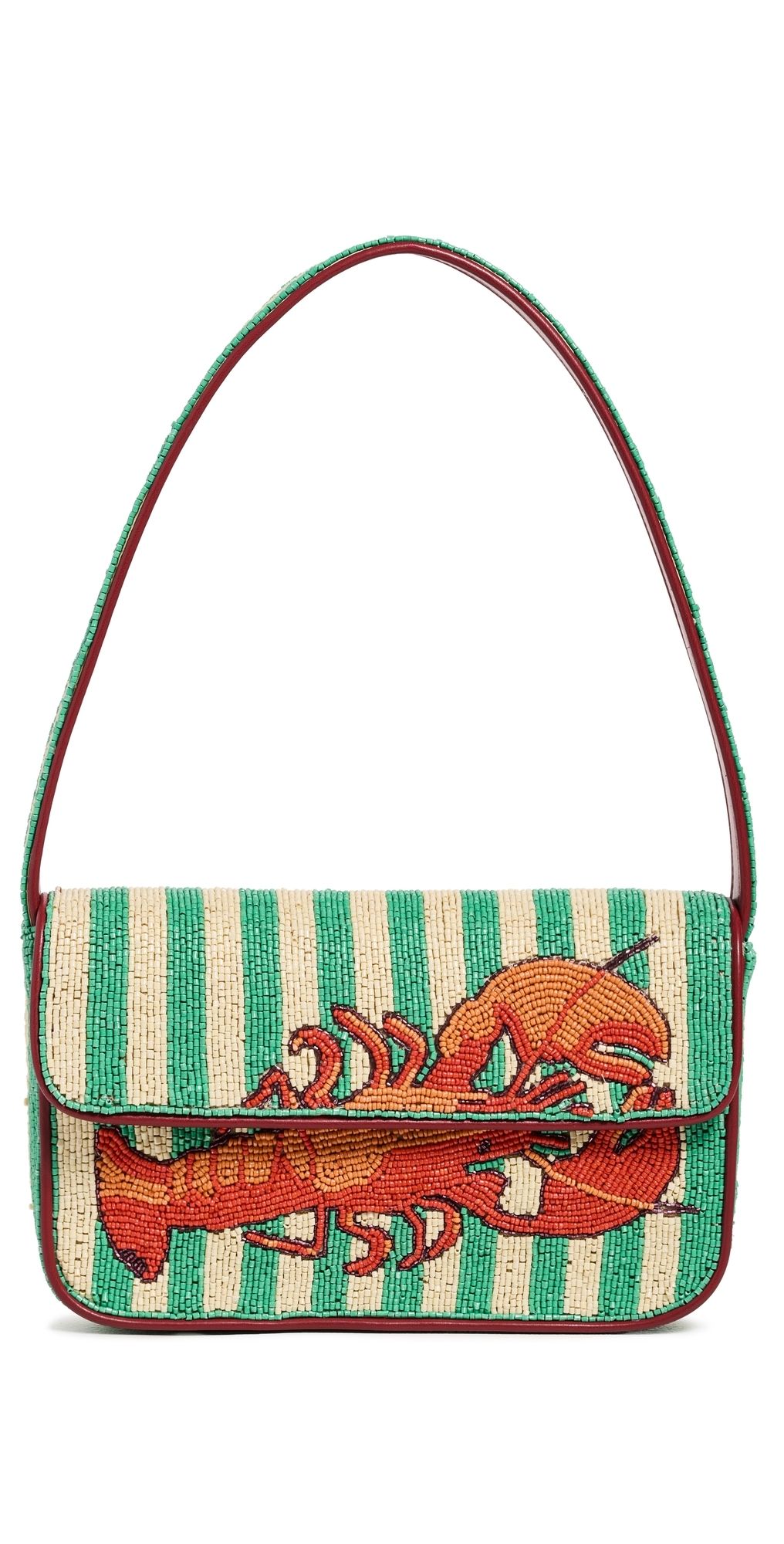 STAUD Tommy Beaded Shoulder Bag Summer Lobster One Size