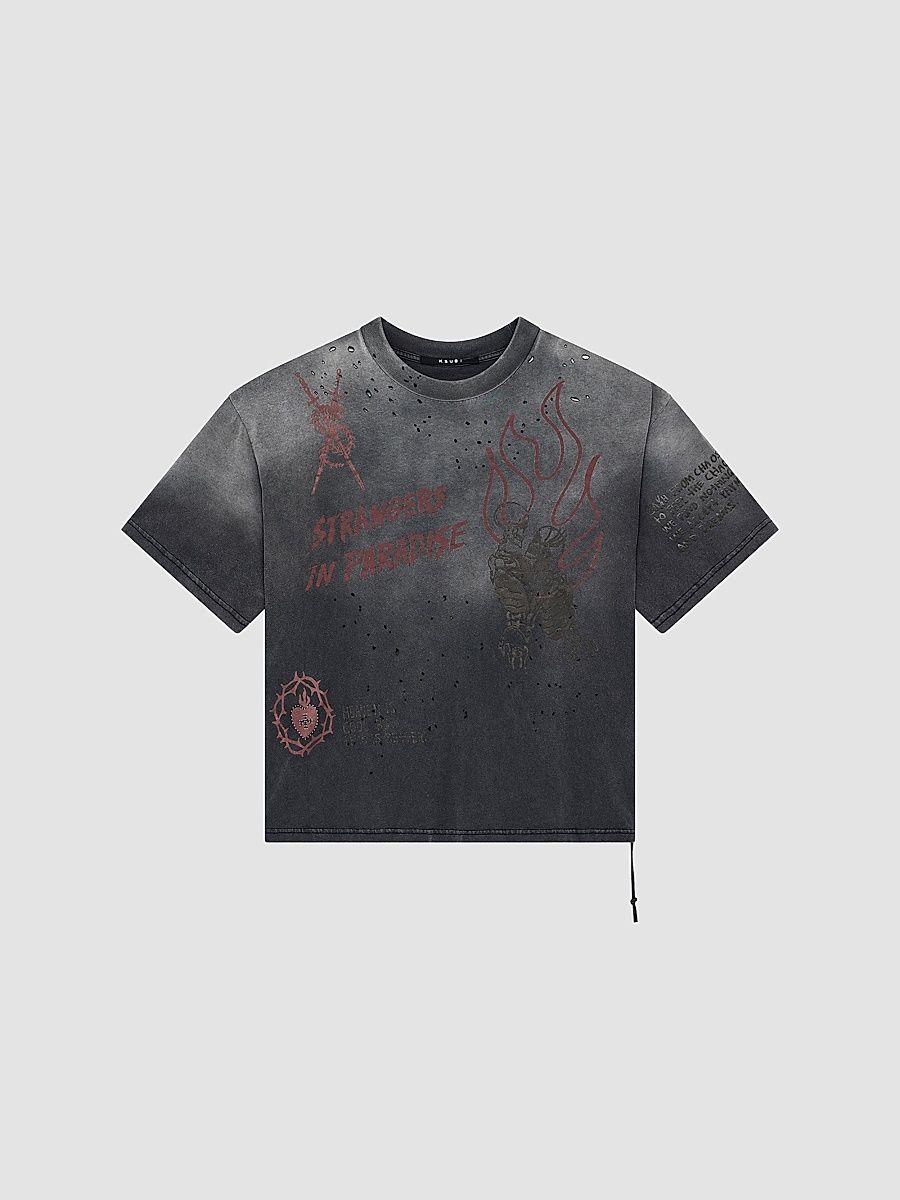 Men's Cotton Drop-Shoulder T-Shirt - Charcoal - Size XXL