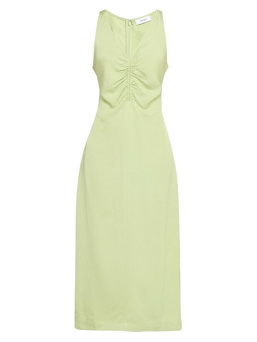 Women's Pari Sleeveless Ruched Midi-Dress - Green - Size 12