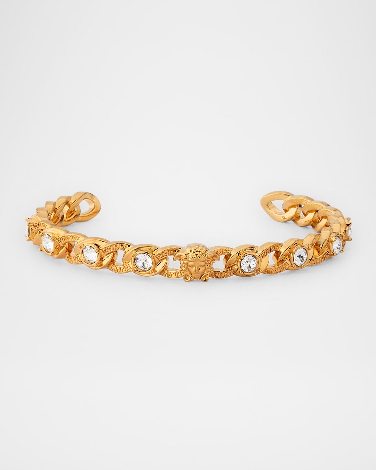 Medusa and Crystal Curb-Link Cuff Bracelet