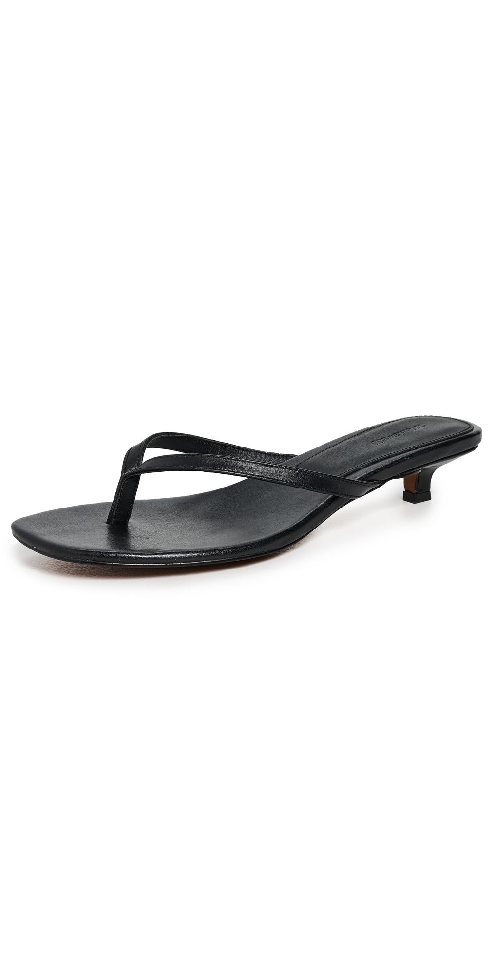 Madewell The Chiara Kitten Heel Thong Sandal in Leather True Black 8
