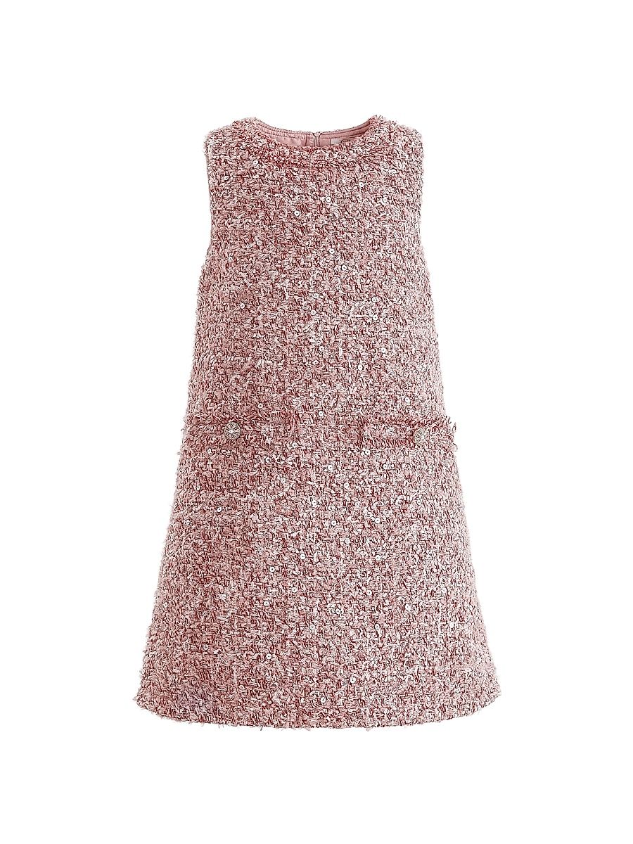 Little Girl's & Girl's Tweed Sequin Shift Dress - Pink - Size 9