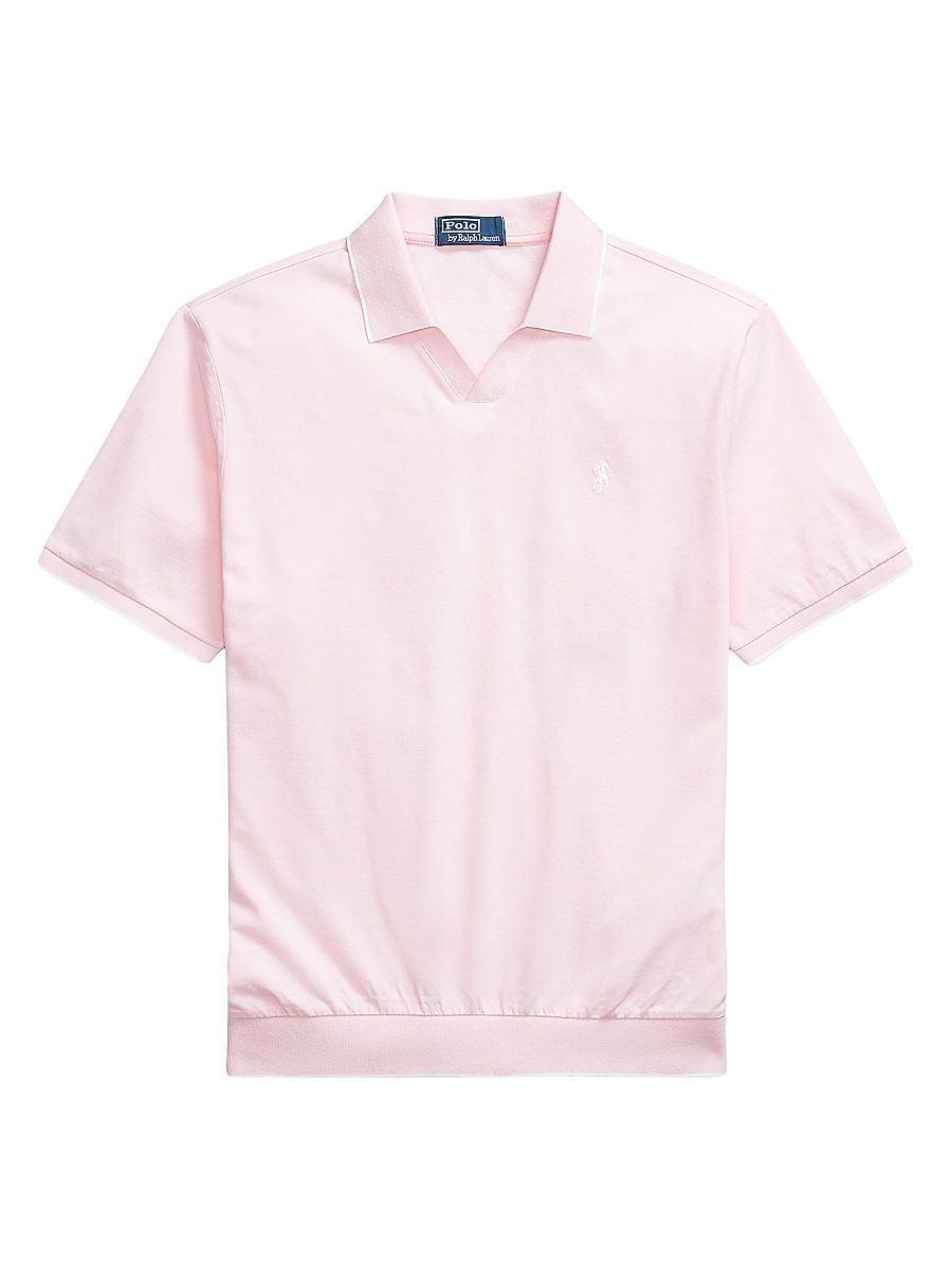 Men's Jacquard Mesh Polo Shirt - Garden Pink White - Size XXL
