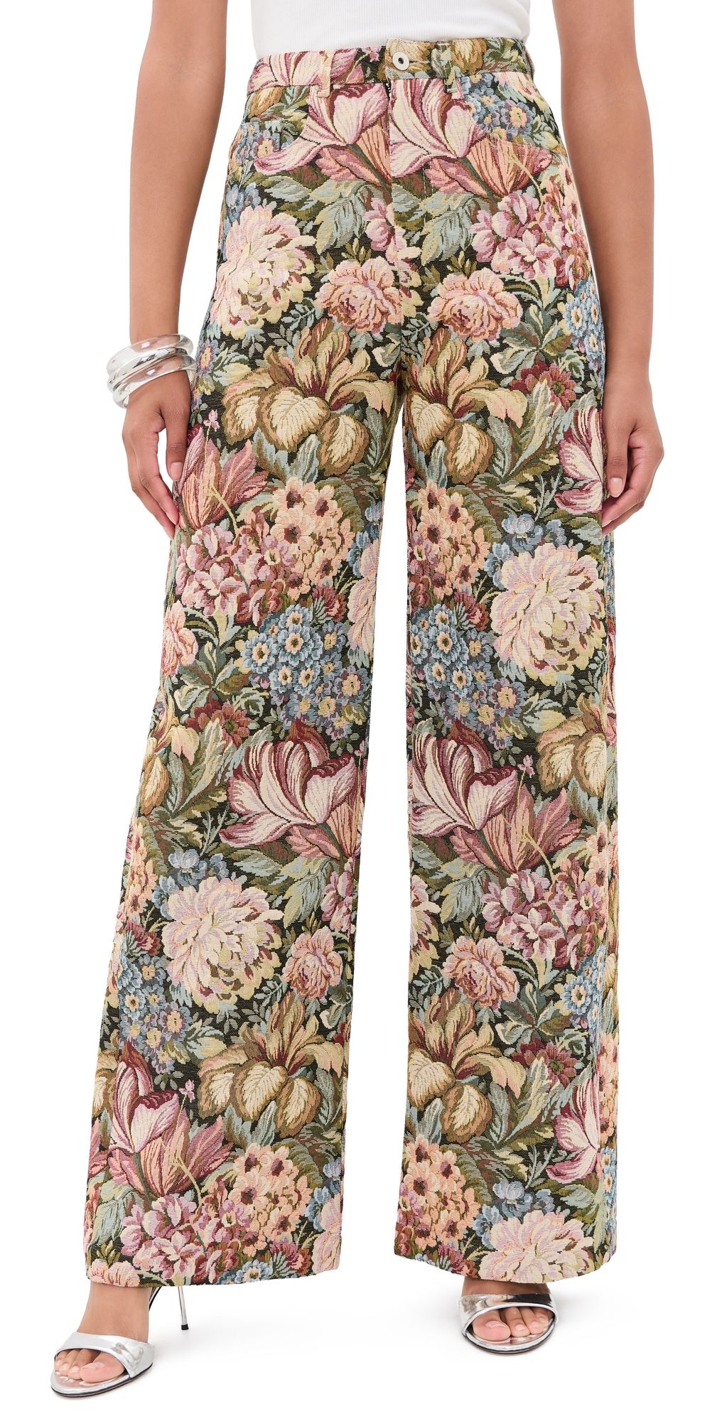 Marques'Almeida Brocade Boyfriend Trousers Beige 12