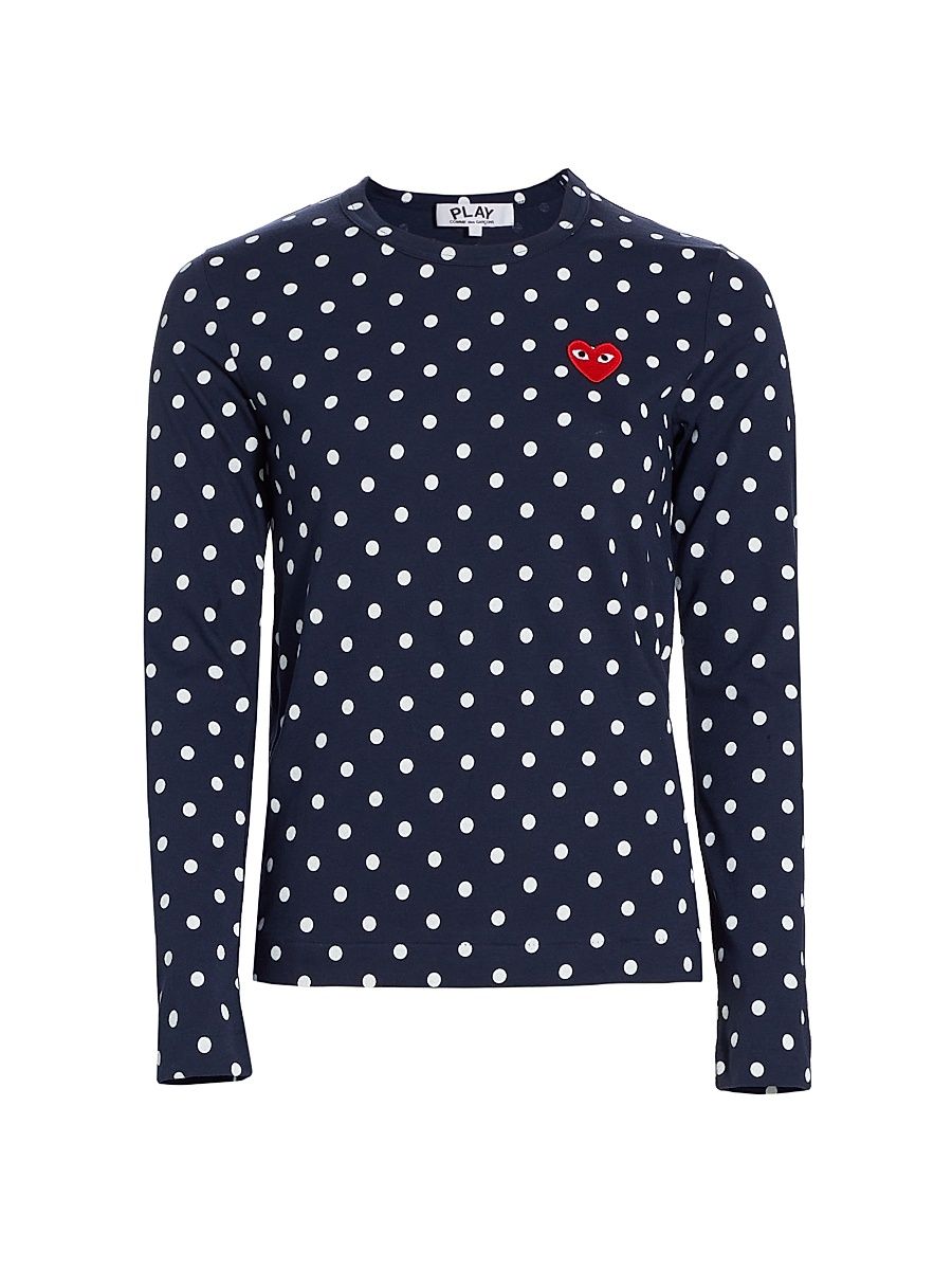 Women's Polka-Dot T-Shirt - Navy White - Size Small