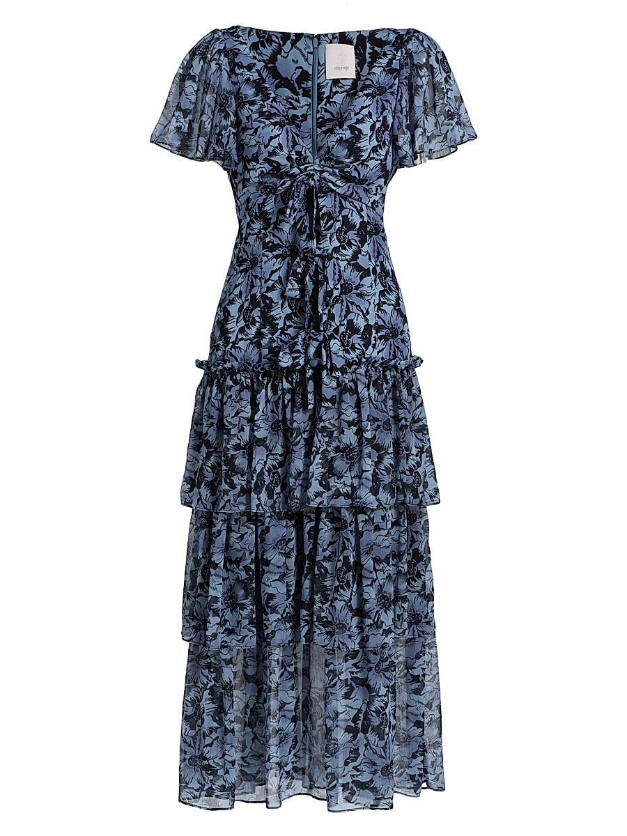 Women's Grizzo Graphic Cosmos Midi-Dress - Iris Cloud Black - Size 6