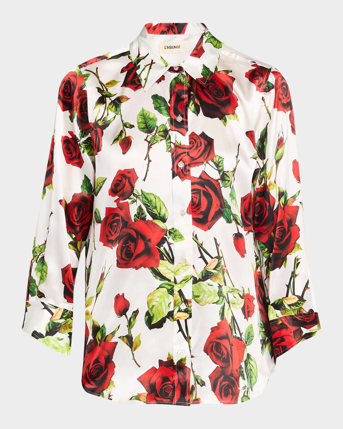 Rose-Printed Dani Silk Blouse