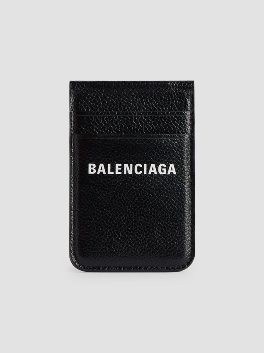 Balenciaga Men's Cash Magnet Card Holder with Stand - Black