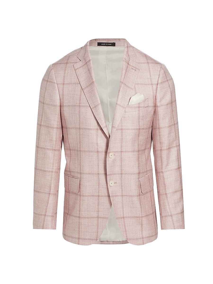 Men's COLLECTION Windowpane Sportcoat - Light Pink - Size 44