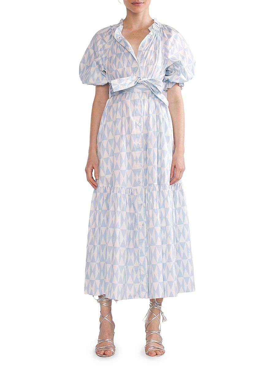 Women's Saratoga Cotton Maxi Dress - Blue White - Size XS