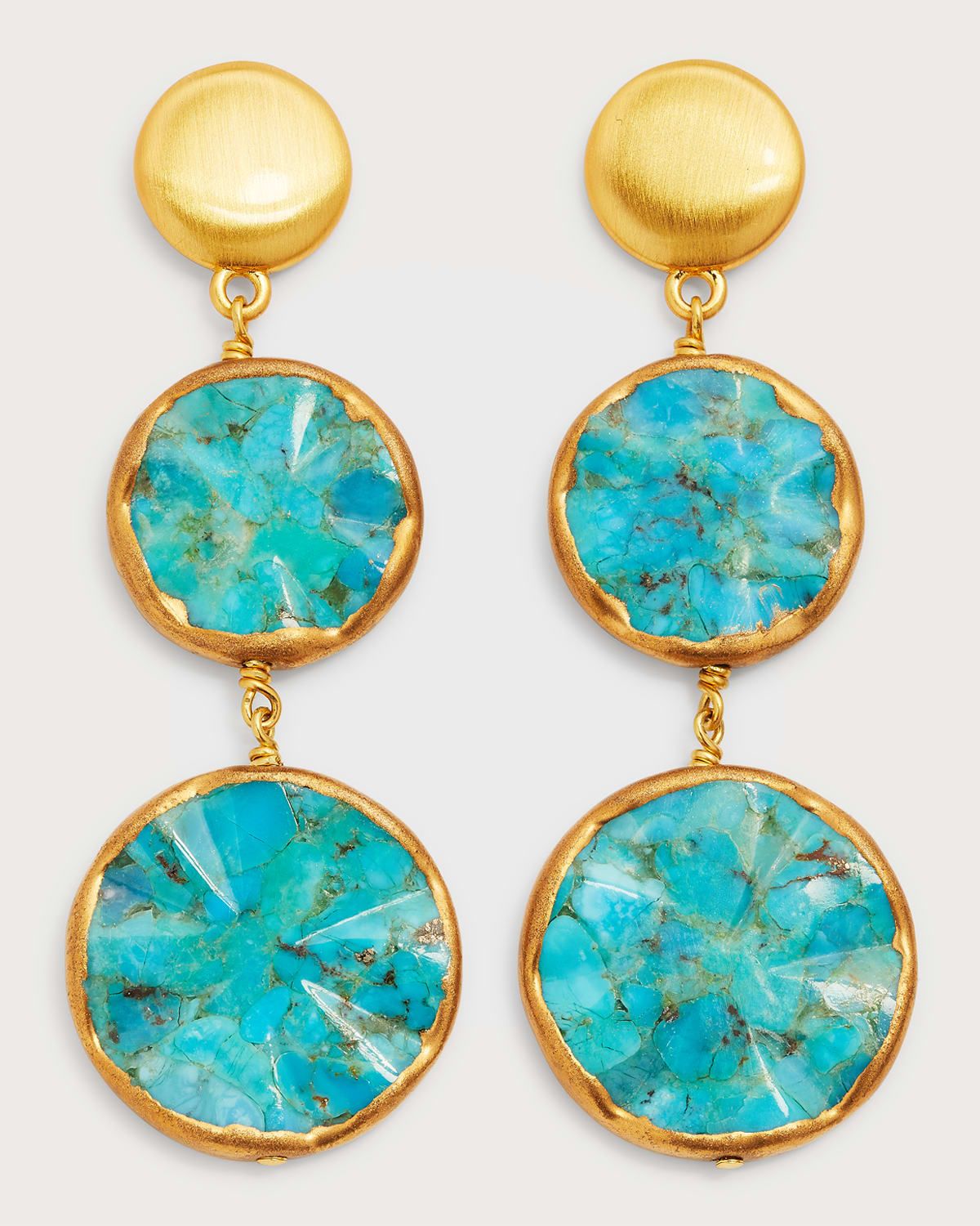 Wavy Turquoise Double Drop Earrings