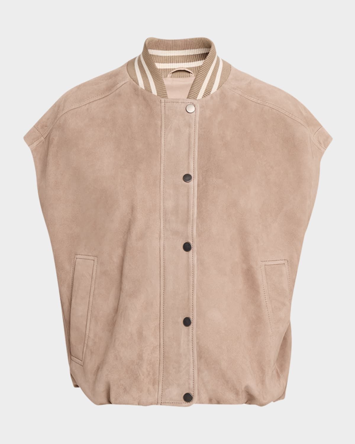 Couture Suede Sleeveless Varsity Jacket