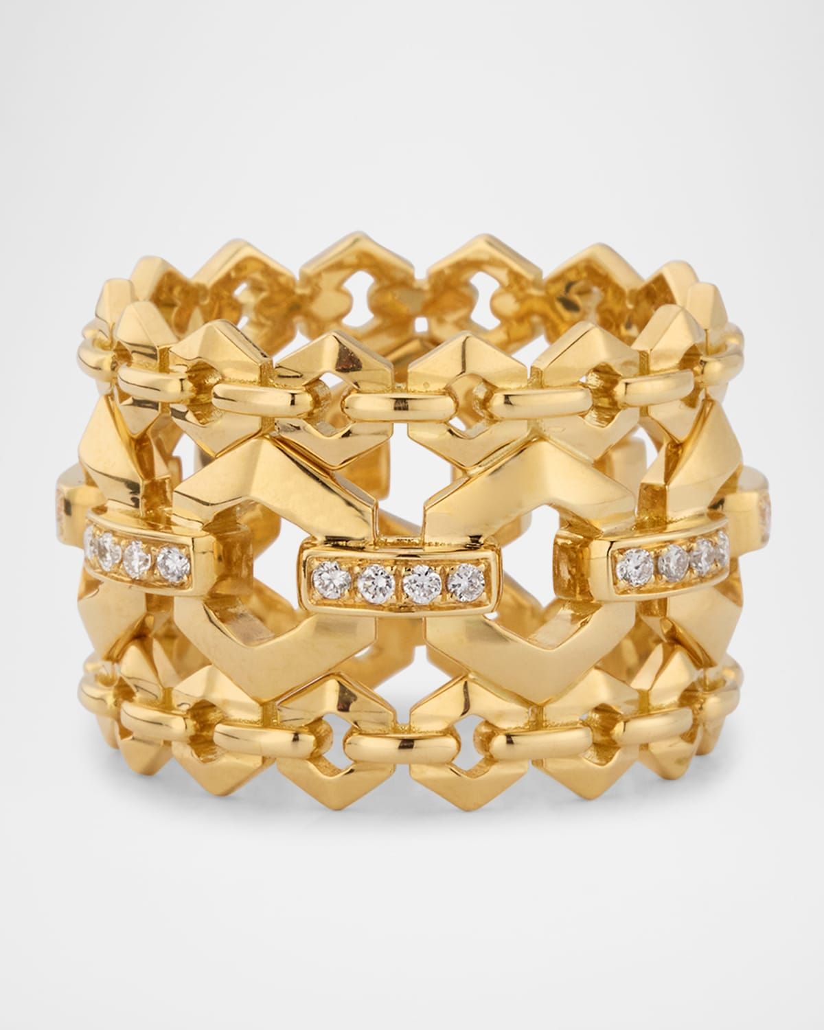 18K Yellow Gold Diamond Warrior Ring