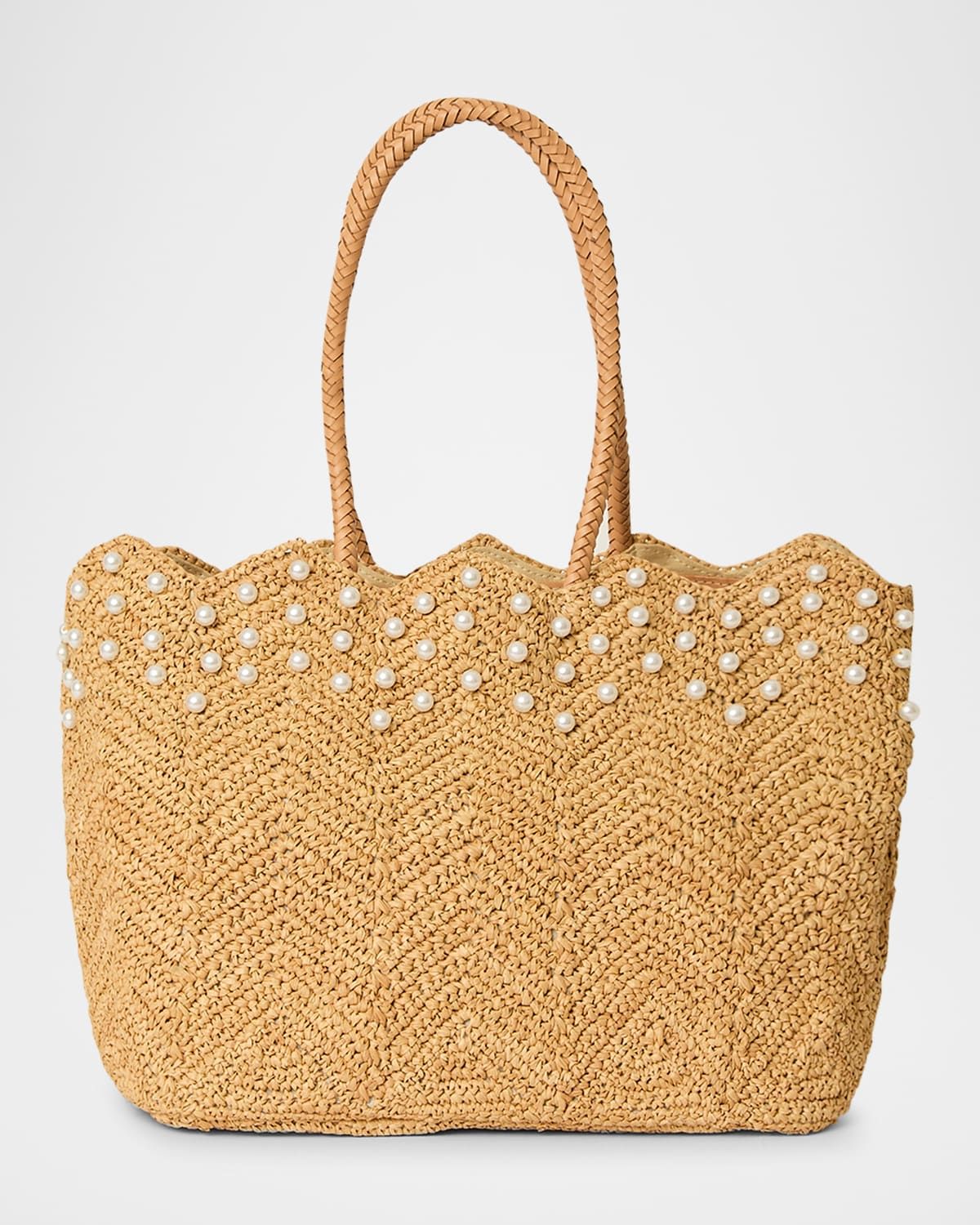 Naples Pearly Straw Tote Bag