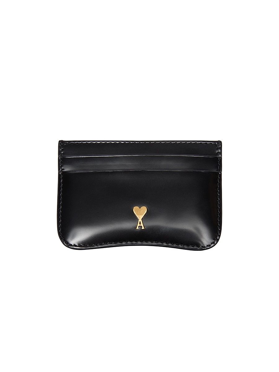 Men's Logo Leather Card Case - Black