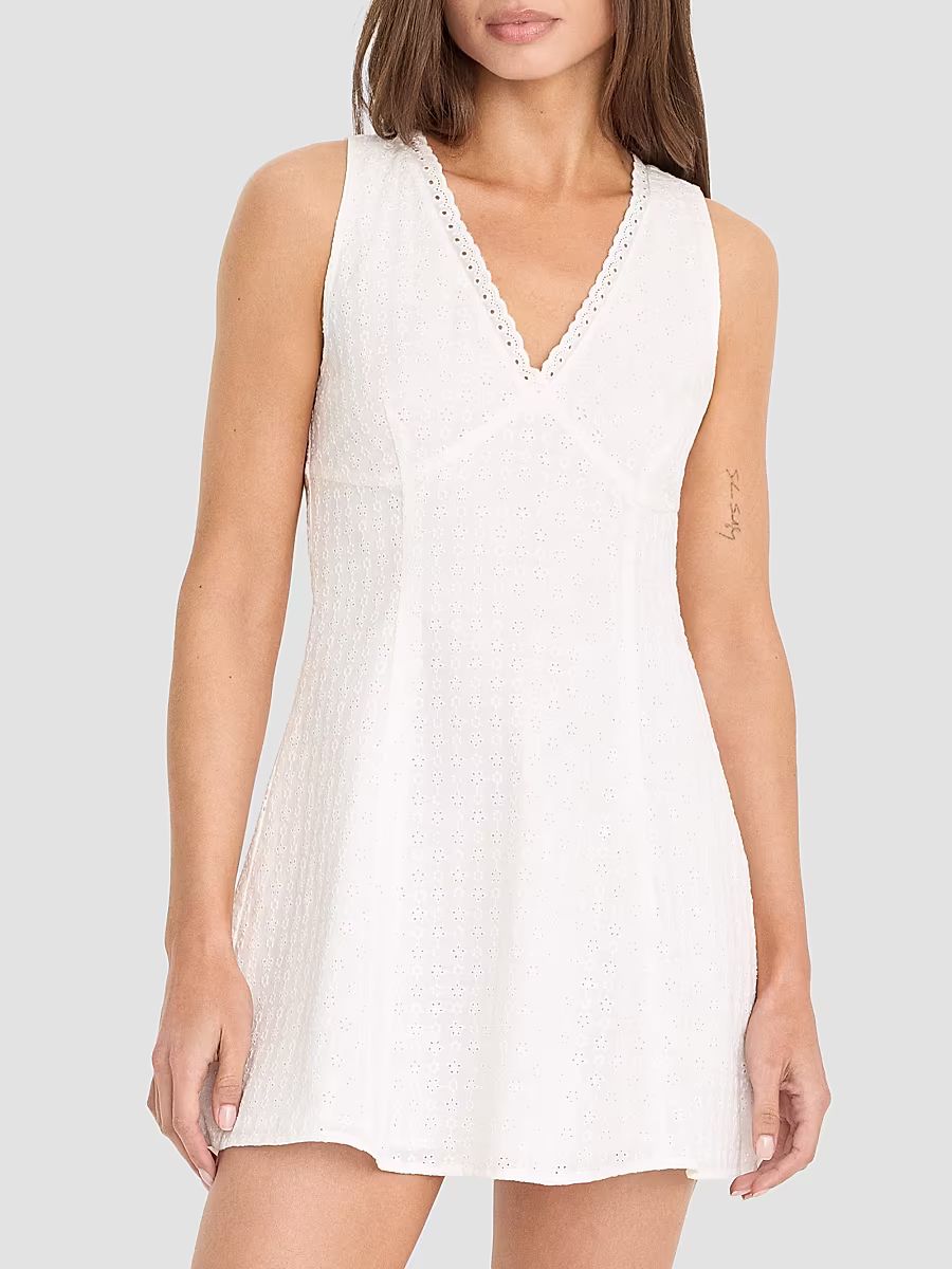 Women's The Eyelet Cotton Mini Dress - White - Size Large